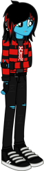 Size: 714x2777 | Tagged: safe, artist:lightningbolt, derpibooru exclusive, oc, oc only, oc:emo lad, equestria girls, belt, bridge piercing, clothes, dyed hair, ear piercing, earring, emo, equestria girls-ified, eyeliner, fingerless gloves, frown, gloves, hoodie, jeans, jewelry, lip piercing, looking away, makeup, male, pants, pierce the veil, piercing, ripped jeans, shirt, shoes, shy, simple background, sneakers, socks, solo, transparent background, undershirt, vector