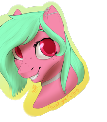 Size: 1680x1920 | Tagged: safe, artist:fabby4, oc, oc only, oc:minty spots, pony, braces, bust, choker, ear piercing, freckles, lip piercing, piercing, smiling