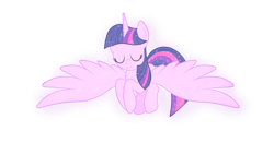 Size: 3902x2043 | Tagged: safe, artist:squipycheetah, twilight sparkle, twilight sparkle (alicorn), alicorn, pony, cute, eyes closed, female, large wings, simple background, solo, sparkles, spread wings, transparent background, tree of harmony, treelight sparkle, wings