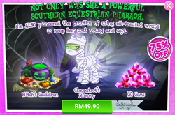 Size: 1036x684 | Tagged: safe, idw, queen cleopatrot, advertisement, costs real money, gameloft, gem, idw showified, mummy, official