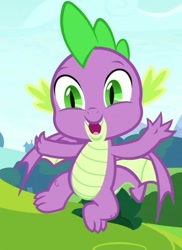 Size: 434x595 | Tagged: safe, screencap, spike, dragon, a matter of principals, claws, cropped, cute, flying, male, solo, spikabetes, toes, waving, winged spike, wings