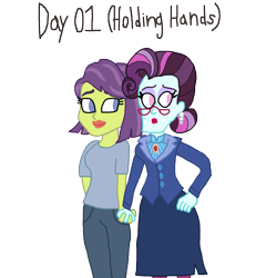 Size: 1500x1620 | Tagged: safe, artist:ktd1993, principal abacus cinch, victoria, equestria girls, 30 day otp challenge, cinchtoria, female, holding hands, lesbian