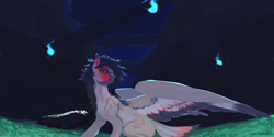 Size: 8000x4000 | Tagged: safe, artist:aoiyui, oc, pegasus, pony, night, solo, wisp