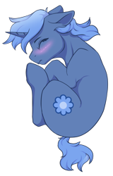 Size: 1258x1960 | Tagged: safe, alternate version, artist:cleoziep, oc, oc only, oc:paamayim nekudotayim, pony, unicorn, blushing, eyes closed, fetal position, floppy ears, simple background, sleeping, solo, top down, transparent background