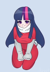 Size: 1024x1462 | Tagged: safe, artist:kirinit, twilight sparkle, human, cute, female, humanized, kneeling, sitting, solo, twiabetes