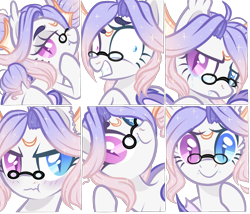 Size: 1675x1437 | Tagged: safe, artist:peachesandcreamated, oc, oc only, oc:moonaroon, bat pony, pony, bat pony oc, female, glasses, heterochromia, icon, mare, simple background, solo, transparent background, wide eyes