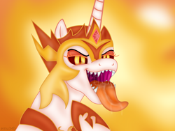 Size: 6200x4650 | Tagged: safe, artist:emu34b, daybreaker, alicorn, pony, .svg available, absurd resolution, drool, female, gullet, kitchen eyes, mare, maw, mawshot, open mouth, sharp teeth, simple background, solo, teeth, tongue out, vector