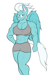 Size: 1056x1647 | Tagged: safe, artist:calm wind, artist:matchstickman, edit, fleetfoot, anthro, 1000 years in photoshop, abs, biceps, breasts, busty fleetfoot, cleavage, clothes, deltoids, fleetflex, midriff, muscles, pecs, sports bra, sports shorts, wonderbolts, workout outfit