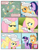 Size: 612x792 | Tagged: safe, artist:newbiespud, derpibooru import, edit, edited screencap, screencap, applejack, fluttershy, lily, lily valley, pinkie pie, twilight sparkle, unicorn twilight, earth pony, pegasus, pony, rabbit, unicorn, comic:friendship is dragons, angry, animal, comic, d:, dialogue, female, flying, freckles, hat, mare, open mouth, running, screencap comic, stampede, wide eyes