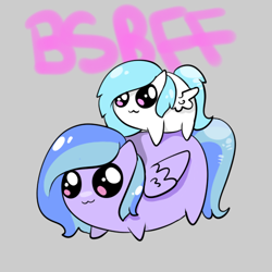 Size: 500x500 | Tagged: safe, artist:wisheslotus, oc, oc only, oc:wishes, pegasus, pony, chubbie, duo, female, mare, pegasus oc, ponies riding ponies, riding, wings