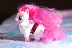 Size: 1095x730 | Tagged: safe, artist:aquilateagle, pinkie pie, earth pony, pony, belt, doll, mane, outfit, photo, solo, toy