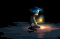 Size: 700x458 | Tagged: safe, artist:mikanskii, oc, oc:mysterious star, horse, pegasus, pony, sad, solo