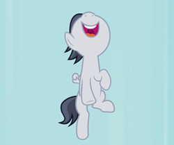 Size: 722x604 | Tagged: safe, screencap, rumble, pegasus, pony, marks and recreation, blank flanks forever, colt, cropped, flying, male, nose in the air, smiling, solo, uvula