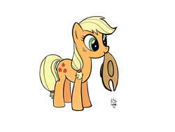 Size: 1024x768 | Tagged: safe, artist:fritofredrik, applejack, earth pony, pony, applejack's hat, cowboy hat, cute, female, hat, jackabetes, mare, mouth hold, nom, simple background, solo, stetson, white background