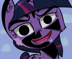 Size: 2027x1662 | Tagged: safe, artist:artiks, twilight sparkle, twilight sparkle (alicorn), alicorn, pony, hayato, implied spike, jojo's bizarre adventure, meme, solo, yoshikage kira