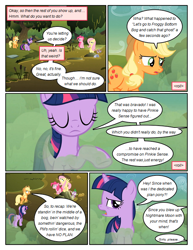 Size: 612x792 | Tagged: safe, artist:newbiespud, derpibooru import, edit, edited screencap, screencap, applejack, fluttershy, pinkie pie, spike, twilight sparkle, unicorn twilight, dragon, earth pony, pegasus, pony, unicorn, comic:friendship is dragons, comic, dialogue, eyes closed, female, fog, freckles, hat, male, mare, raised hoof, screencap comic