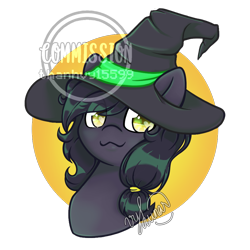 Size: 950x950 | Tagged: safe, artist:thanhvy15599, oc, oc only, oc:mir, pegasus, pony, bust, commission, female, hat, pegasus oc, portrait, witch, witch hat, ych example, ych result, your character here