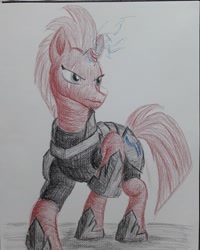 Size: 3096x3870 | Tagged: safe, artist:rockhoppr3, tempest shadow, my little pony: the movie, broken horn, eye scar, horn, scar, solo, traditional art