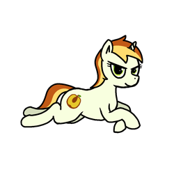 Size: 1000x1000 | Tagged: safe, alternate version, artist:skelmach, peachy pitt, pony, unicorn, /mlp/, background pony, female, looking at you, mare, prone, simple background, solo, white background