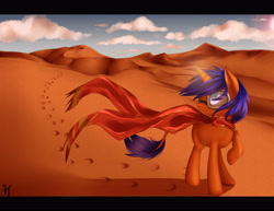 Size: 5000x3867 | Tagged: safe, artist:vardastouch, oc, oc only, oc:starlight sands, pony, unicorn, clothes, desert, glasses, scarf, solo