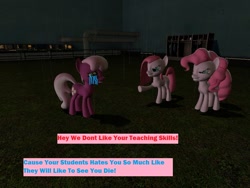 Size: 1024x768 | Tagged: safe, artist:nightmenahalo117, cheerilee, pinkie pie, earth pony, pony, 1000 hours in ms paint, 3d, bully, bullying, crying, nightmena, pinkie prick