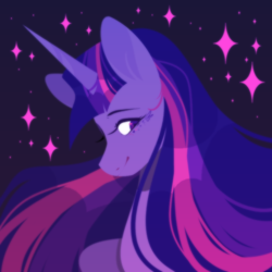 Size: 768x768 | Tagged: safe, artist:benyablinkakaeto, twilight sparkle, pony, bust, cute, female, mare, portrait, purple background, simple background, smiling, solo, twiabetes