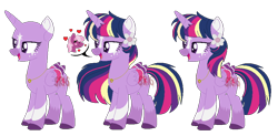 Size: 920x452 | Tagged: safe, artist:superrosey16, cheerilee, twilight sparkle, twilight sparkle (alicorn), alicorn, pony, alternate design, bald, base used, colored wings, multicolored wings, wings