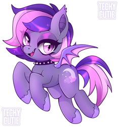 Size: 717x763 | Tagged: safe, artist:techycutie, oc, oc only, oc:midnight mist, bat pony, pony, bat pony oc, bedroom eyes, choker, female, mare, solo, sparkles