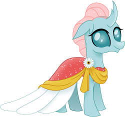 Size: 1603x1500 | Tagged: safe, artist:cloudyglow, ocellus, changedling, changeling, spoiler:s09, clothes, cute, diaocelles, dress, female, flower, formal dress, solo
