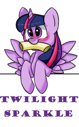 Size: 1000x1600 | Tagged: safe, artist:scooterglue, twilight sparkle, twilight sparkle (alicorn), alicorn, pony, blushing, cute, mouth hold, scroll, solo, twiabetes