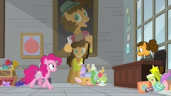 Size: 1920x1080 | Tagged: safe, screencap, cheese sandwich, pinkie pie, pony, the last laugh, alternate hairstyle, clothes, sweater, turtleneck