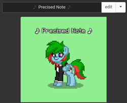 Size: 548x447 | Tagged: safe, oc, oc:precised note, pegasus, pony, bowtie, clothes, cutie mark, pony town, smiling, solo, tuxedo, wings