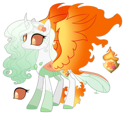 Size: 3160x2909 | Tagged: safe, artist:sweet-psycho-uwu, artist:teepew, oc, oc:sunrise bloom, changepony, hybrid, base used, female, interspecies offspring, offspring, parent:princess celestia, parent:thorax, parents:thoralestia, simple background, solo, transparent background