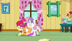 Size: 1920x1080 | Tagged: safe, screencap, apple bloom, scootaloo, sweetie belle, pony, the last crusade, bound together, clubhouse, crusaders clubhouse, cutie mark crusaders