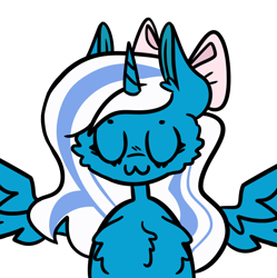 Size: 642x645 | Tagged: safe, artist:lavendercorpse, oc, oc:fleurbelle, alicorn, pony, :3, adorable face, alicorn oc, bow, cheek fluff, chest fluff, cute, ear fluff, eyes closed, female, hair bow, mare, sweet, uwu