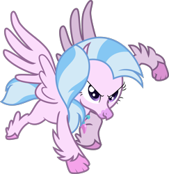 Size: 5521x5684 | Tagged: safe, artist:digimonlover101, silverstream, classical hippogriff, hippogriff, uprooted, absurd resolution, badass, female, inkscape, simple background, solo, superhero landing, that was fast, transparent background, vector