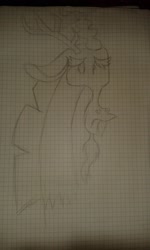 Size: 1536x2560 | Tagged: safe, artist:treble clefé, discord, draconequus, the beginning of the end, graph paper, monochrome, pencil drawing, photo, sad, solo, traditional art