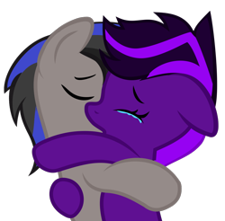 Size: 1006x990 | Tagged: safe, artist:kiodima, oc, oc:gamebrony, oc:kioshka, pony, crying, hug, simple background, transparent background, vector