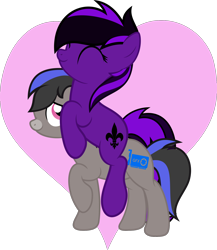 Size: 1500x1726 | Tagged: safe, artist:kiodima, oc, oc only, oc:gamebrony, oc:kioshka, pony, heart, ponies riding ponies, simple background, smiling, solo, transparent background, vector