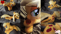 Size: 2996x1683 | Tagged: safe, artist:nakedskull, derpibooru import, applejack, earth pony, pony, craft, photo, plushie, pony plush