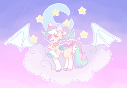 Size: 2800x1940 | Tagged: safe, oc, oc:cotton clouds, bat, bat pony, pony, female, looking at you, pastel