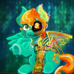 Size: 500x500 | Tagged: safe, artist:pumpkin-somethin-art, oc, oc:sarah quill, cyborg, pegasus, pony, artificial wings, augmented, cybernetic eyes, mechanical legs, mechanical wing, solo, wings