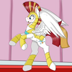 Size: 5000x5000 | Tagged: safe, artist:cuddlelamb, oc, oc:cuddlelamb, pegasus, pony, armor, blushing, dock, open mouth, pacifier, rearing, royal guard, solo