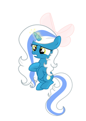 Size: 2894x4093 | Tagged: safe, artist:lazuli, artist:riofluttershy, oc, oc:fleurbelle, alicorn, pony, alicorn oc, bow, female, filly, hair bow, magic, mare