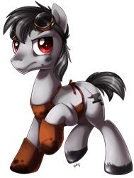 Size: 850x1125 | Tagged: safe, artist:heilos, oc, oc:ledd mettle, earth pony, pony, blacksmith, solo