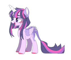 Size: 570x484 | Tagged: safe, artist:paintpalet35, twilight sparkle, twilight sparkle (alicorn), alicorn, pony, alternate design, base used, female, hair over one eye, leonine tail, redesign, simple background, solo, tail feathers, transparent background