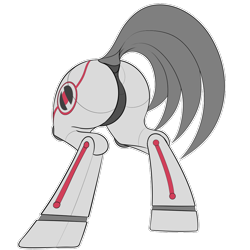 Size: 1000x1000 | Tagged: safe, artist:rubiont, oc, oc:rubiont, pony, robot, robot pony, butt, featureless crotch, sticker