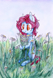 Size: 2668x3932 | Tagged: safe, artist:0okami-0ni, oc, oc only, flower, solo, traditional art