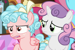 Size: 1004x672 | Tagged: safe, screencap, cozy glow, sweetie belle, pegasus, pony, marks for effort, female, filly