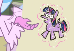 Size: 1281x885 | Tagged: safe, screencap, silverstream, twilight sparkle, twilight sparkle (alicorn), alicorn, uprooted, cropped, drawing, meme, special eyes, treelight sparkle